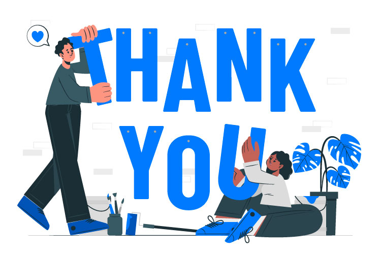 Illustratie twee personen met thank you